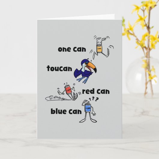 One Can Toucan Red Can Blue Can Card Kaart (Gele Bloem)
