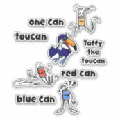 One Can Toucan Red Can Blue Can Stickers (Voorkant)
