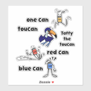 One Can Toucan Rode Blik Stickers