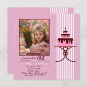 One Candle Photo verjaardagsuitnodiging Kaart (Voorkant / Achterkant)