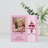 One Candle Photo verjaardagsuitnodiging Kaart (Staand voorkant)