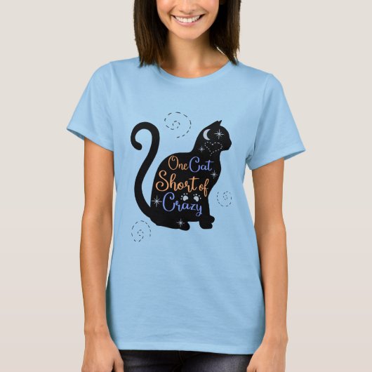 One Cat Short Crazy Cat Lady T-shirt (Voorkant)