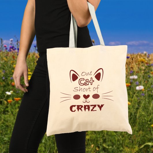 One Cat Short van Crazy Funny Whimsical Schattige  Tote Bag
