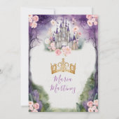 One-ce upon a time Paarse kasteel 1e verjaardag Kaart (Achterkant)