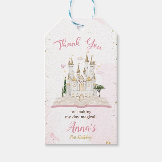 One-ce Upon A Time Princess 1st Birthday Party Cadeaulabel (Voorkant)