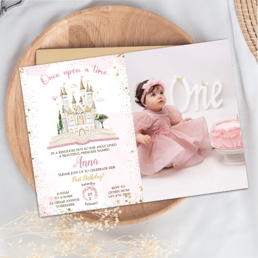 One-ce Upon A Time Princess 1st Party Photo Invita Kaart