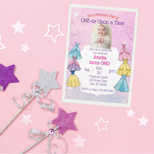ONE-ce Upon A Time, Princess Dress 1st Birthday Kaart