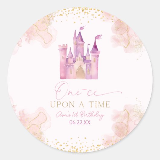 One-ce upon a time prinses eerste verjaardag ronde sticker (Voorkant)