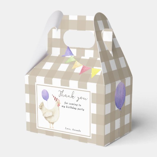 One Chick Eerste verjaardag Bedankt Bedankdoosjes (Voorkant Zijde)