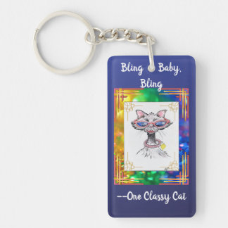 One Classy Cat Funny Bling Cat Sleutelhanger