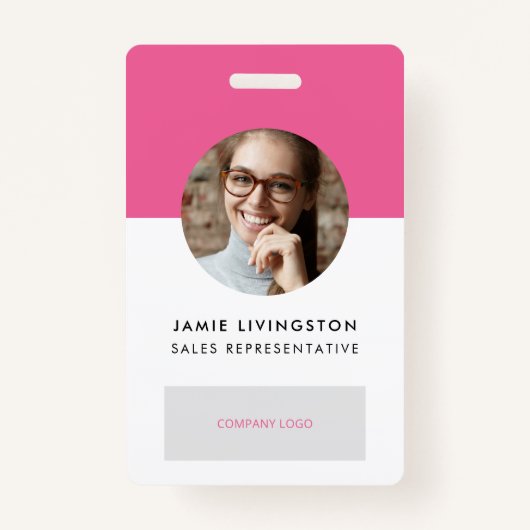 One-Color Modern Professional Logo Foto ID Badge (Voorkant)