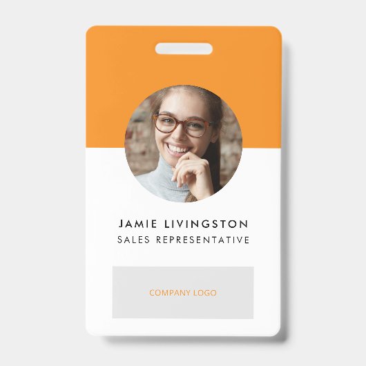One-Color Modern Professional Logo Foto ID Badge (Voorzijde)