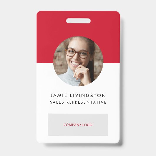 One-Color Modern Professional Logo Foto ID Badge (Voorkant)