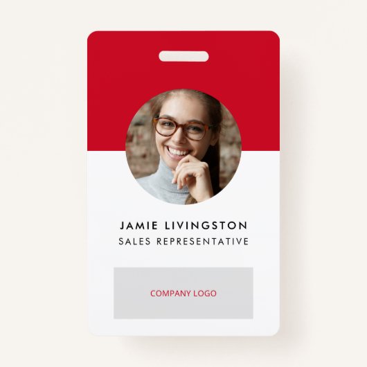 One-Color Modern Professional Logo Foto ID Badge (Voorkant)