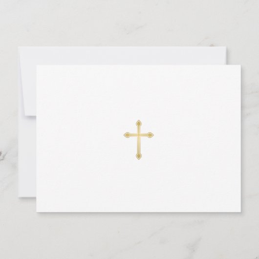 One Communityfoto - Simple Gold Cross Bedankkaart (Achterkant)