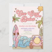 One Cool Babe Beach Surf Retro 1e verjaardagsfeest Kaart (Voorkant)