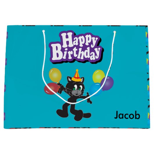 One Cool Cat Birthday-ballonnen Groot Cadeauzakje (Voorkant)
