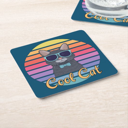 One Cool Cat Kartonnen Onderzetters (Schuin)