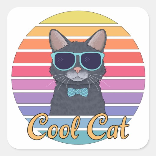 One Cool Cat Vierkante Sticker (Voorkant)