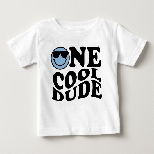 One Cool Dude Blue Happy Smile Boy 1e verjaardag (Voorkant)