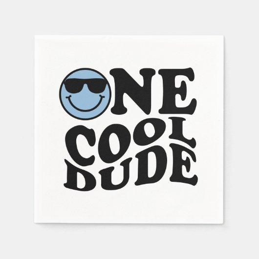 One Cool Dude | Blue Retro Preppy Smile Verjaardag Servet (Voorkant)