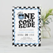 One Cool Dude Blue Smile Face Boy 1e verjaardag Kaart (Staand voorkant)
