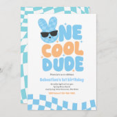 One Cool Dude Boy Spring Bunny 1e verjaardagsfeest Kaart (Voorkant / Achterkant)