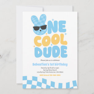 One Cool Dude Boy Spring Bunny 1e verjaardagsfeest Kaart