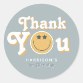 One Cool Dude Boys 1st Birthday Favoriet Ronde Sticker (Voorkant)