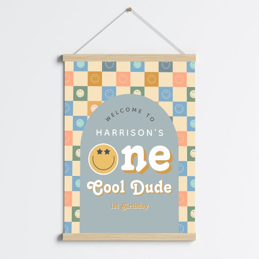 One Cool Dude Boys Retro 1e Verjaardag Welkom Teke Perfect Poster