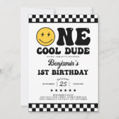 One Cool Dude Happy Face Boy Eerste 1e verjaardag Kaart (Voorkant)