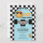 One Cool Dude Invite 1st First Birthday Skateboard Kaart (Voorkant)