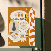One Cool Dude | Jongens 1e retro geruite verjaarda Kaart