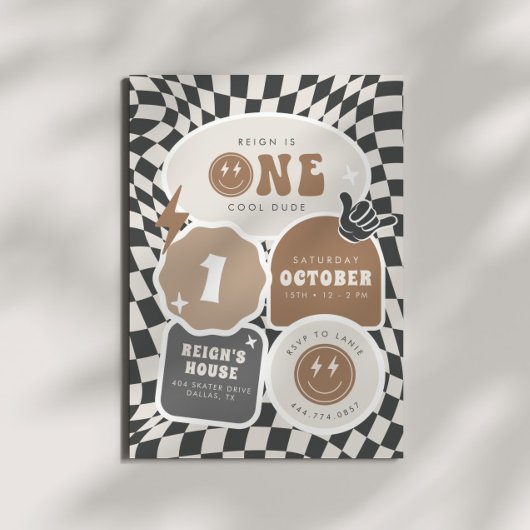 One Cool Dude | Jongens 1e Retro Skater Verjaardag Kaart