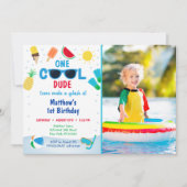One Cool Dude Jongens Zwemborrel Verjaardag Kaart (Voorkant)