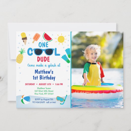 One Cool Dude Jongens Zwemborrel Verjaardag Kaart (Voorkant)