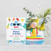 One Cool Dude Jongens Zwemborrel Verjaardag Kaart (Staand voorkant)