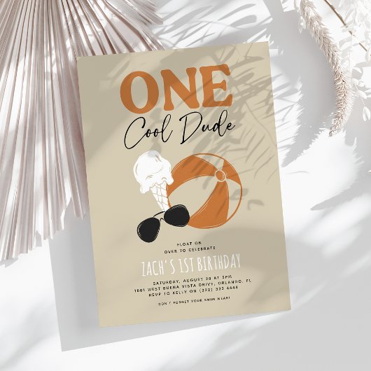 One Cool Dude Summer Boy 1e Verjaardag Kaart