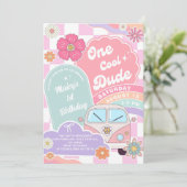 One Cool Dude Summer Party 1st Birthday Invitation Kaart (Staand voorkant)