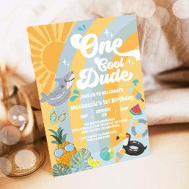 One Cool Dude Summer Party 1st Birthday Invitation Kaart