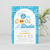 One Cool Dude Summer Pool Party 1e verjaardag Kaart (Staand voorkant)