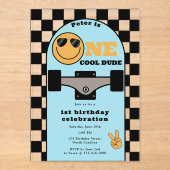 One Cool Dude Uitnodiging 1e Verjaardag Skateboard (Voorkant)
