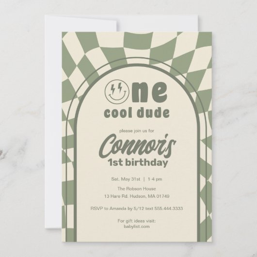 One Cool Dude: Uitnodiging voor de eerste verjaard (Voorkant)