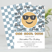 One Cool Dude Verjaardag Uitnodiging Blauw Grijs R