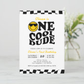 One Cool Dude Wavy Preppy Smile Boy 1e verjaardag Kaart (Staand voorkant)