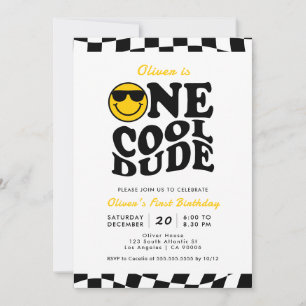 One Cool Dude Wavy Preppy Smile Boy 1e verjaardag Kaart