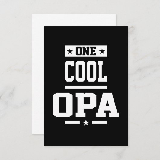 One Cool Opa T-shirt Gift RSVP Kaartje (Voorkant / Achterkant)