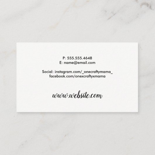 One Craeth Mama Visitekaartje (Achterkant)