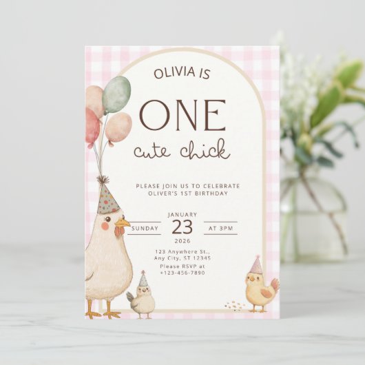 One Cute Chick Birthday This Chick is One Kaart (Staand voorkant)