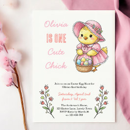 One Cute Chick Easter Themed 1st Birthday Party Kaart
